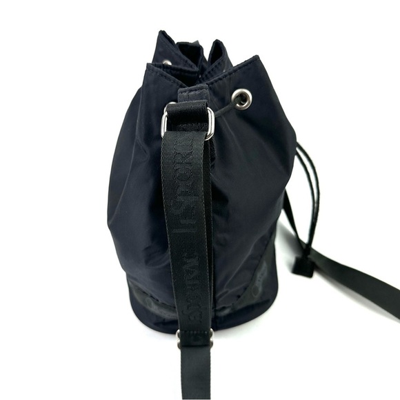 Lesportsac Drawstring Bucket Bag Black Nylon Crossbody Handbag Purse - Picture 4 of 12
